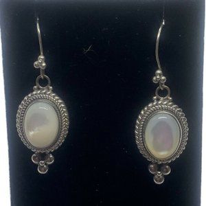 Sterling Silver Drop Earrings W/Moonstone